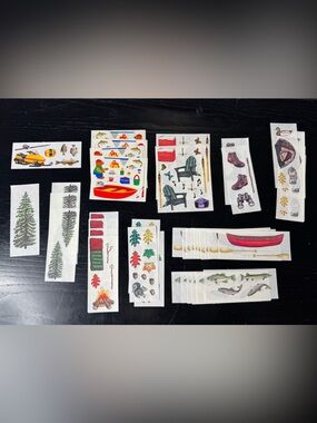 Creative Memories 40+ Sticker Lot Outdoors Camping Fish Canoe Boat Tent
